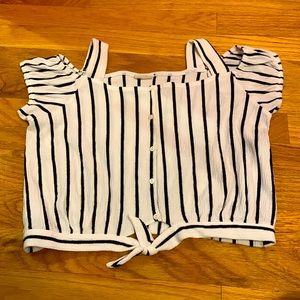 Striped black and white top.